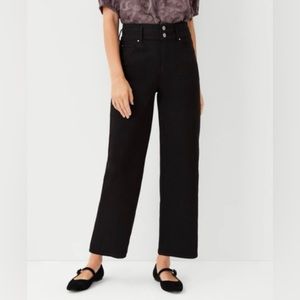 ANN TAYLOR Black Wide-Leg Ankle Jean (10)